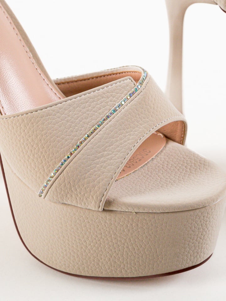 Sandale cu toc Caribou Argintii