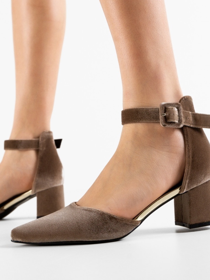 Pantofi cu toc Saif Khaki