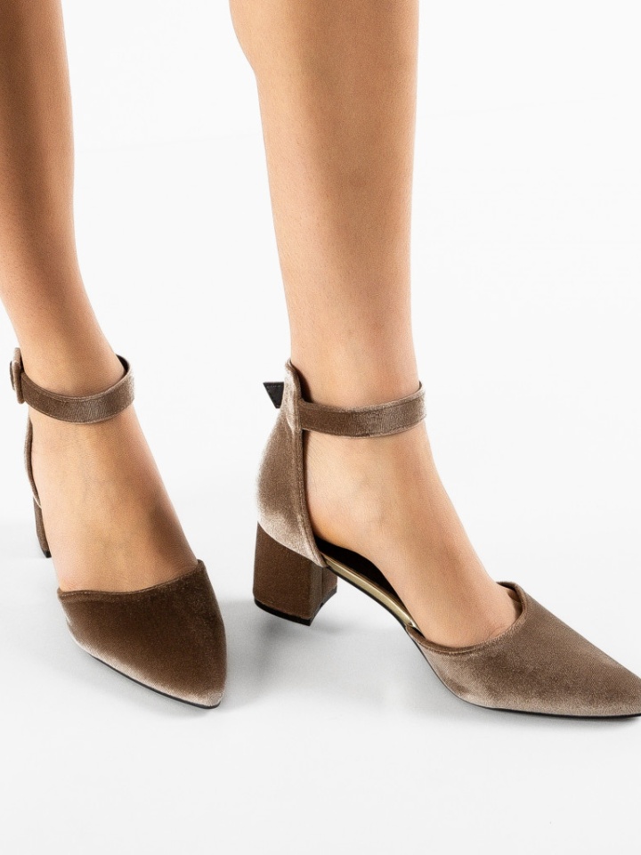 Pantofi cu toc Saif Khaki