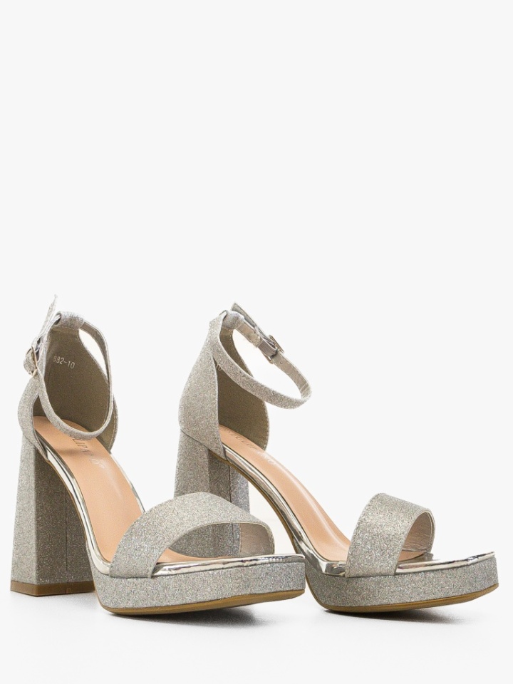 Sandale cu toc Aryan Argintii