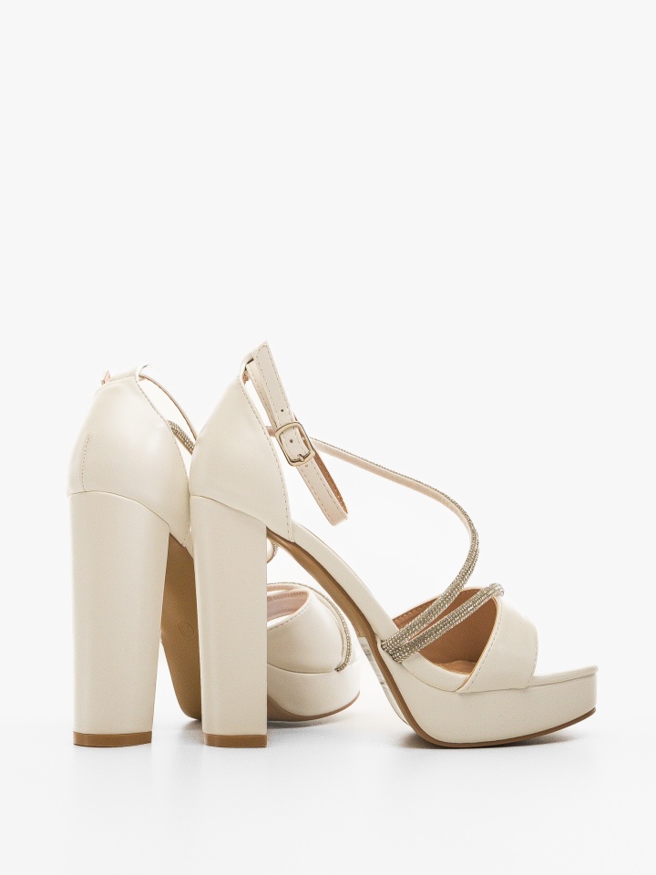 Sandale cu toc Poppy Albe