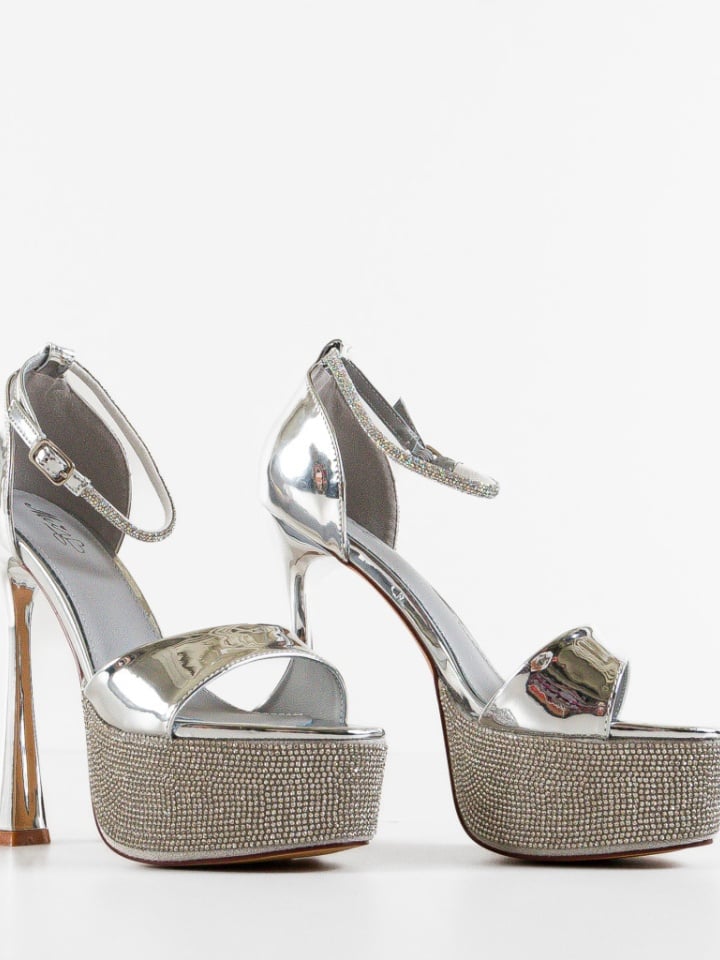 Sandale cu toc Inhel Argintii