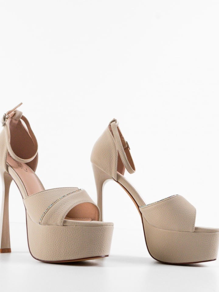 Sandale cu toc Caribou Argintii