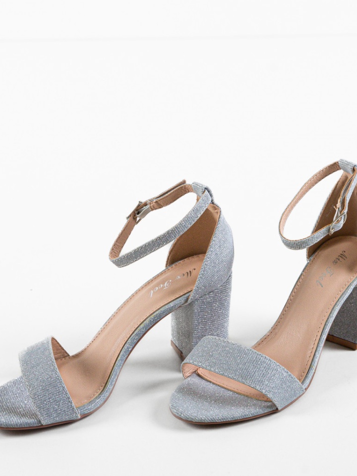 Sandale cu toc Dian Argintii