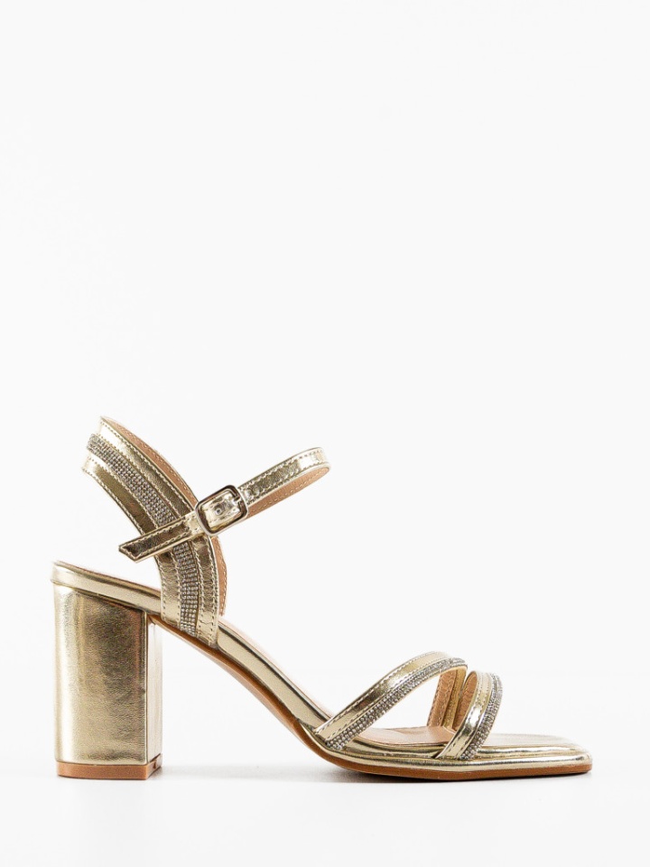 Sandale cu toc Chris Aurii 2