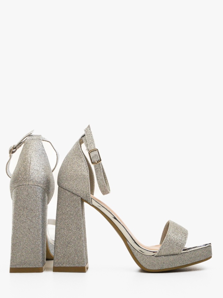 Sandale cu toc Aryan Argintii