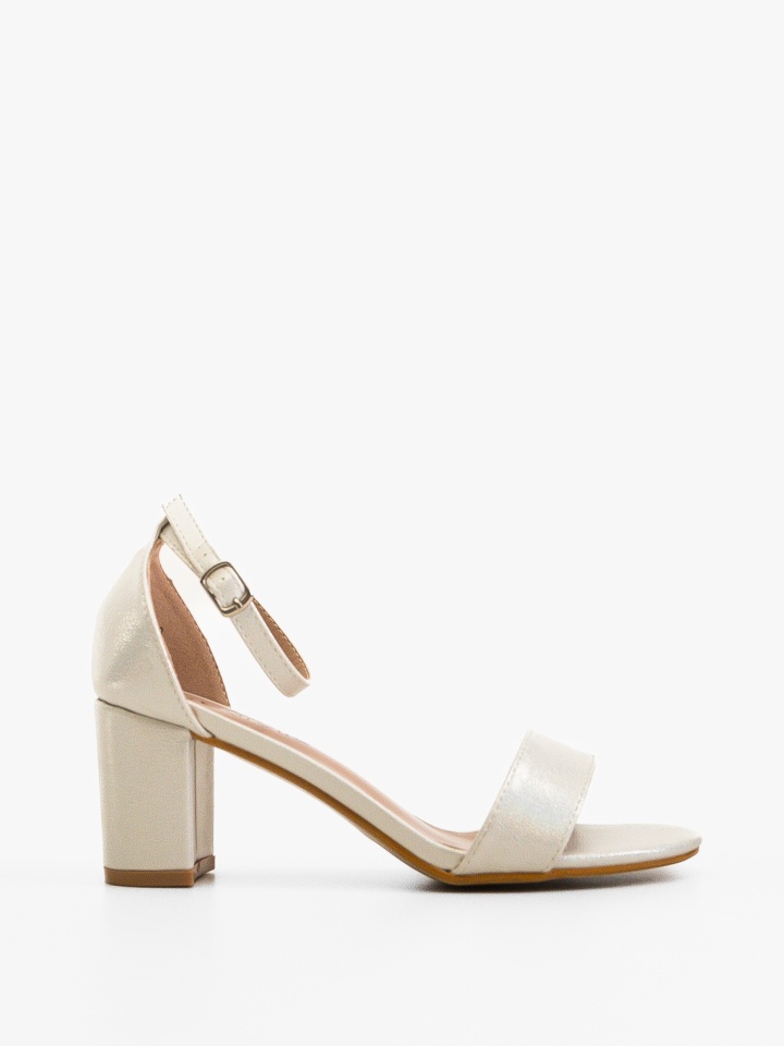 Sandale cu toc Susan Albe