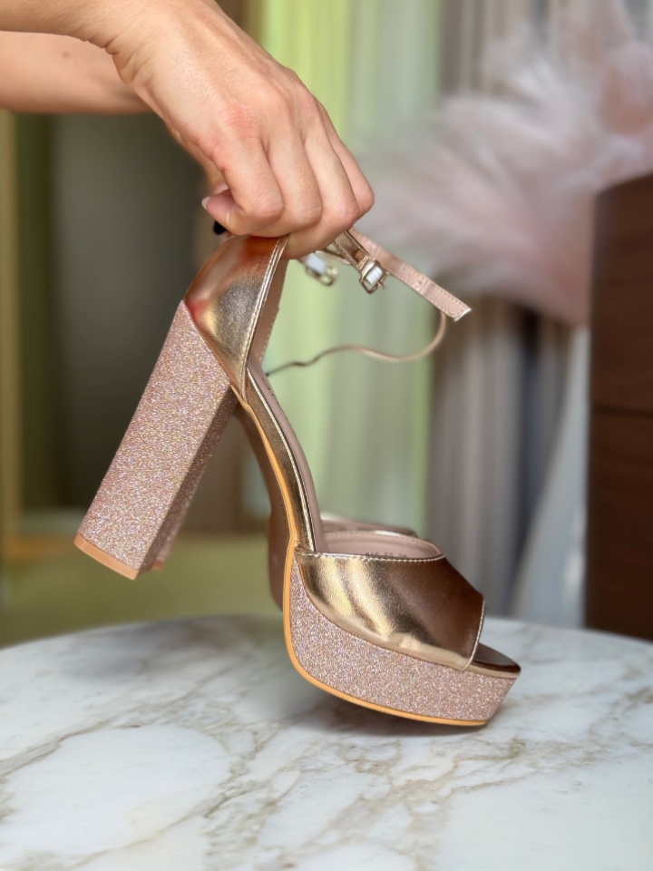 Sandale cu toc Edith Argintii