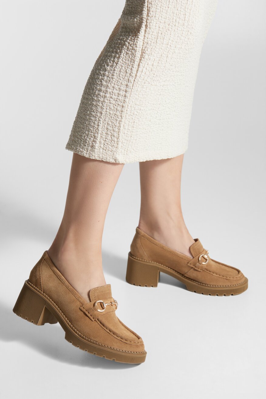 Mokasyny skórzane na obcasie