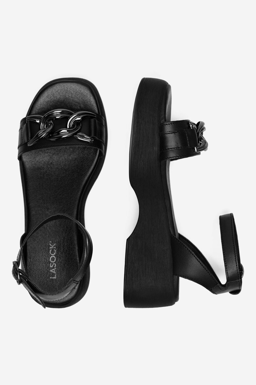 Sandały skórzane na platformie