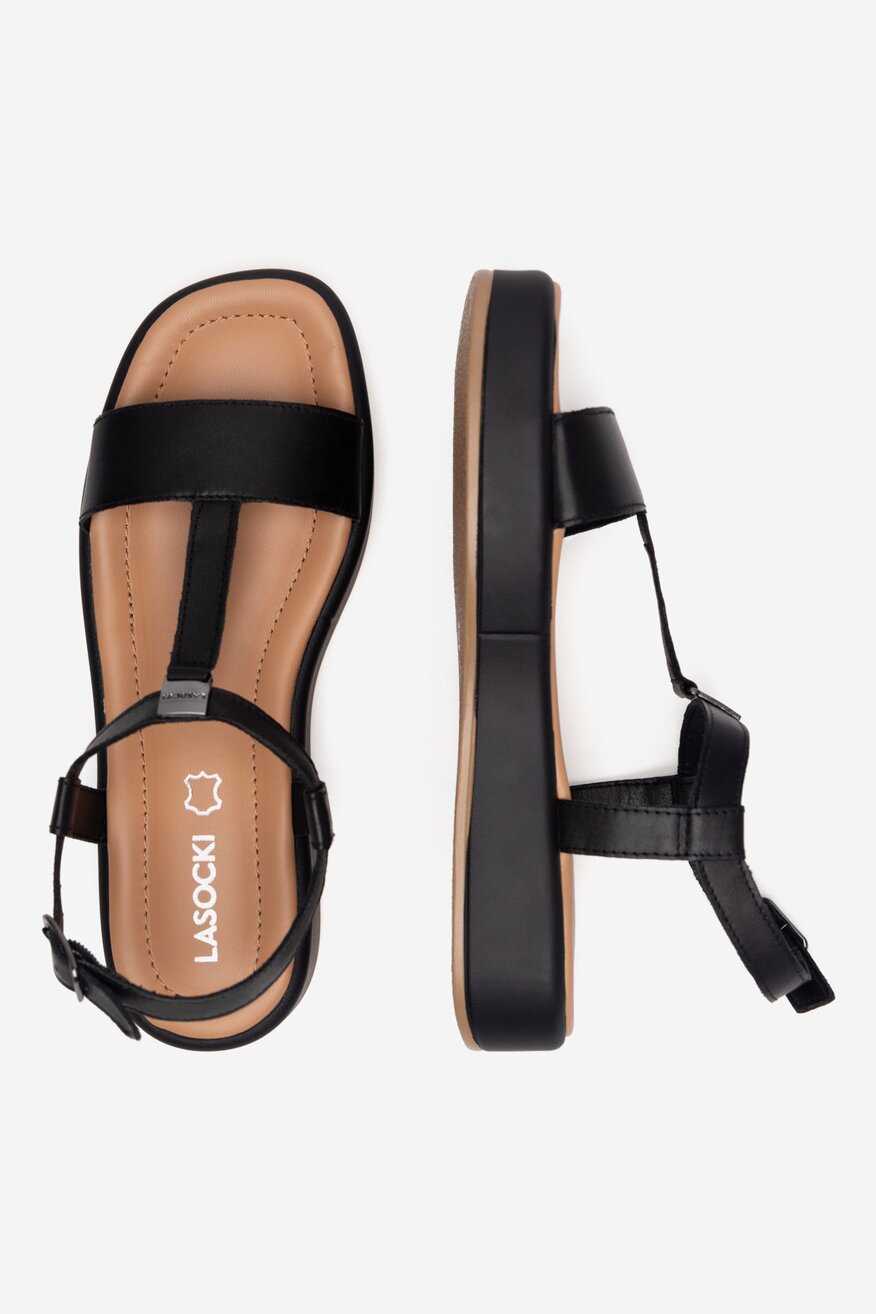 Sandały skórzane na platformie