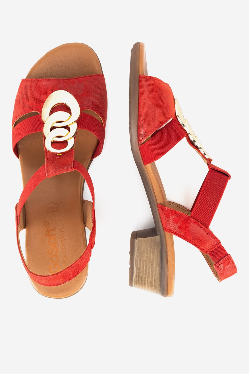 Sandały skórzane na obcasie