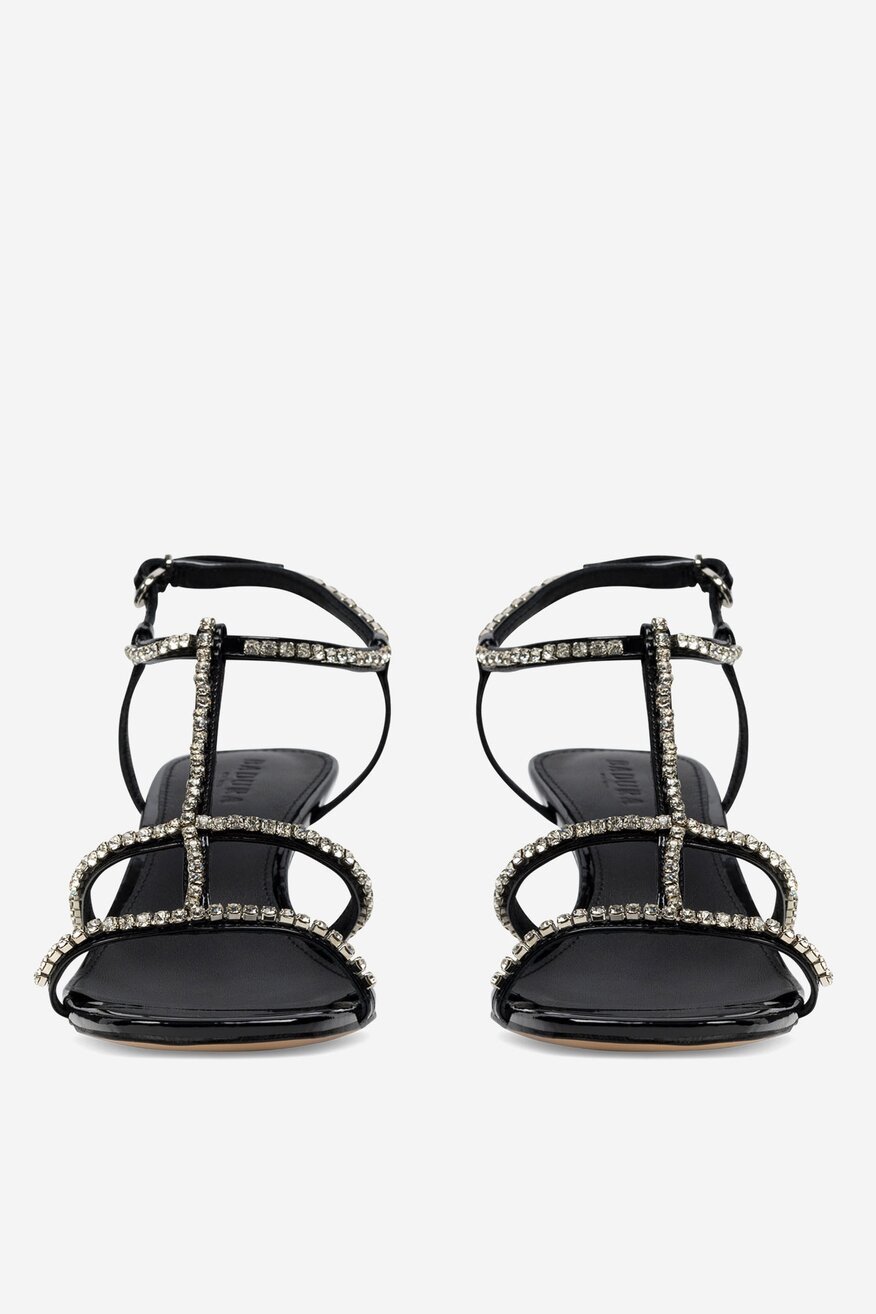 Sandały skórzane na obcasie