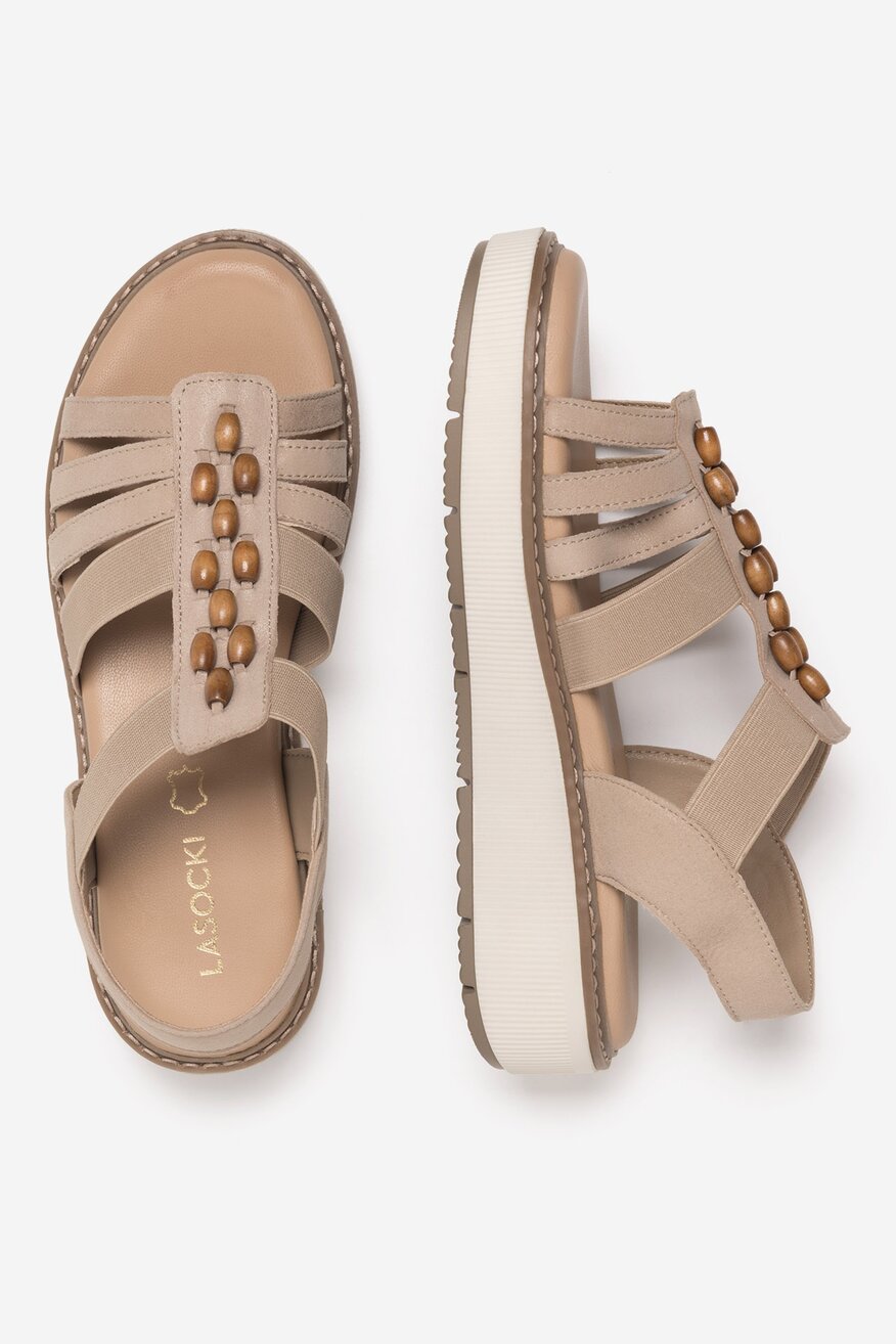 Sandały skórzane na koturnie