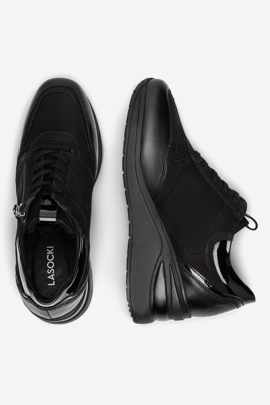 Sneakersy skórzane na koturnie