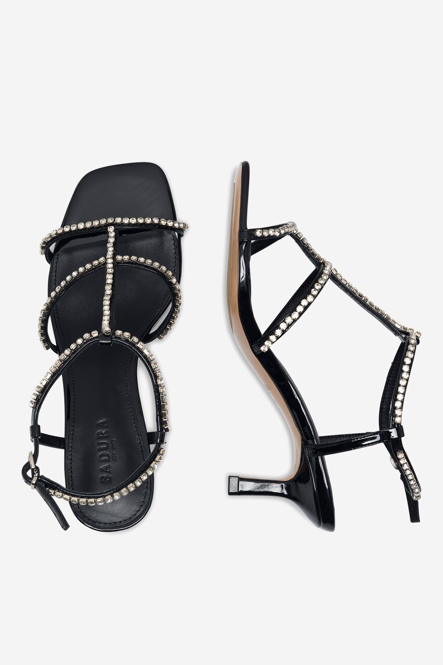 Sandały skórzane na obcasie