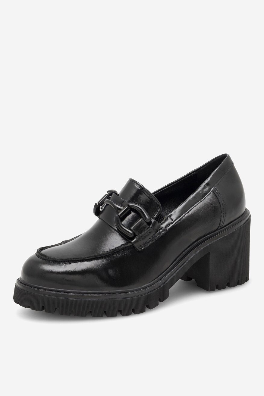 Loafersy skórzane na obcasie