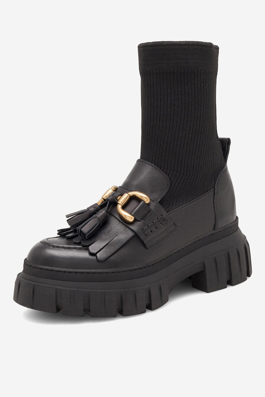 Botki skórzane na platformie