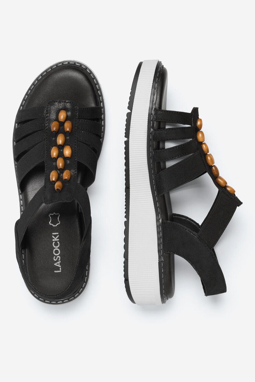 Sandały skórzane na koturnie