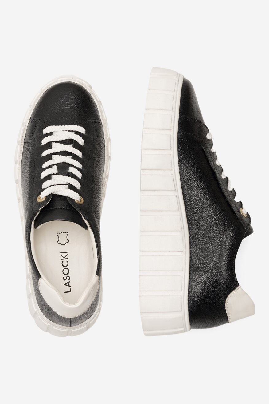 Sneakersy skórzane na platformie