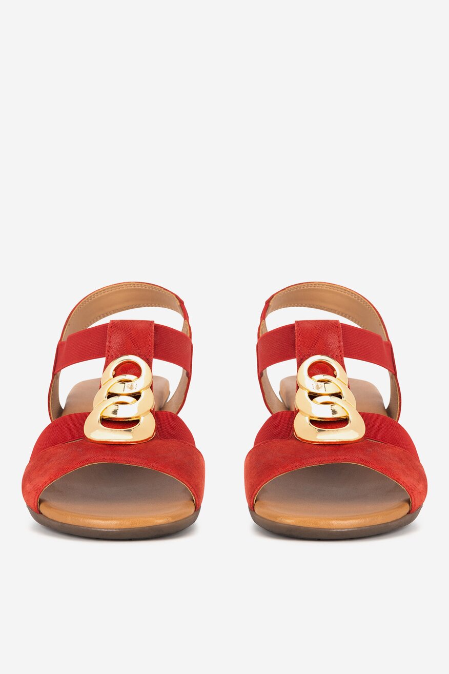 Sandały skórzane na obcasie