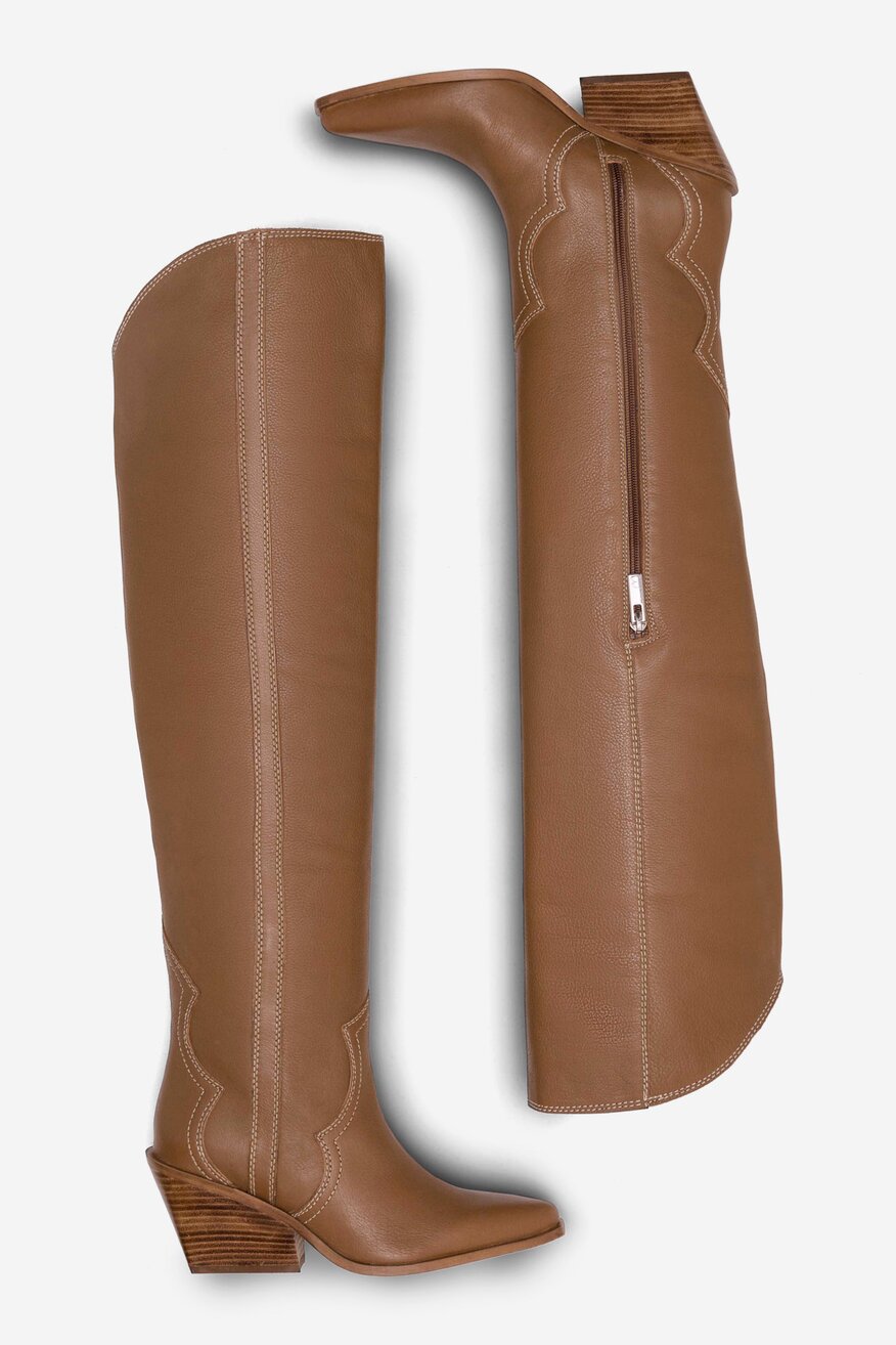 Kowbojki skórzane wysokie
