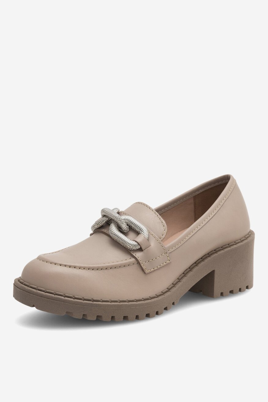 Loafersy skórzane na obcasie