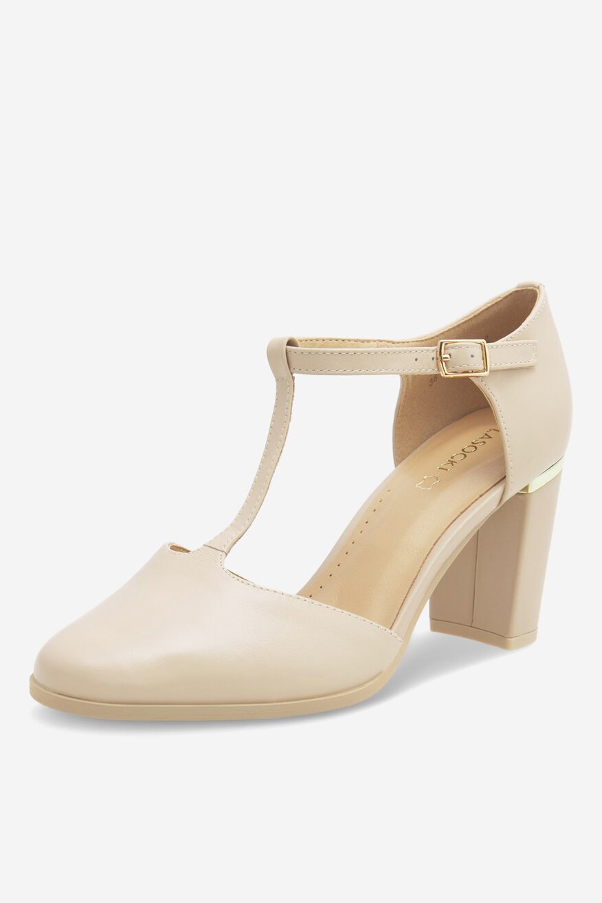 Czółenka skórzane na słupku