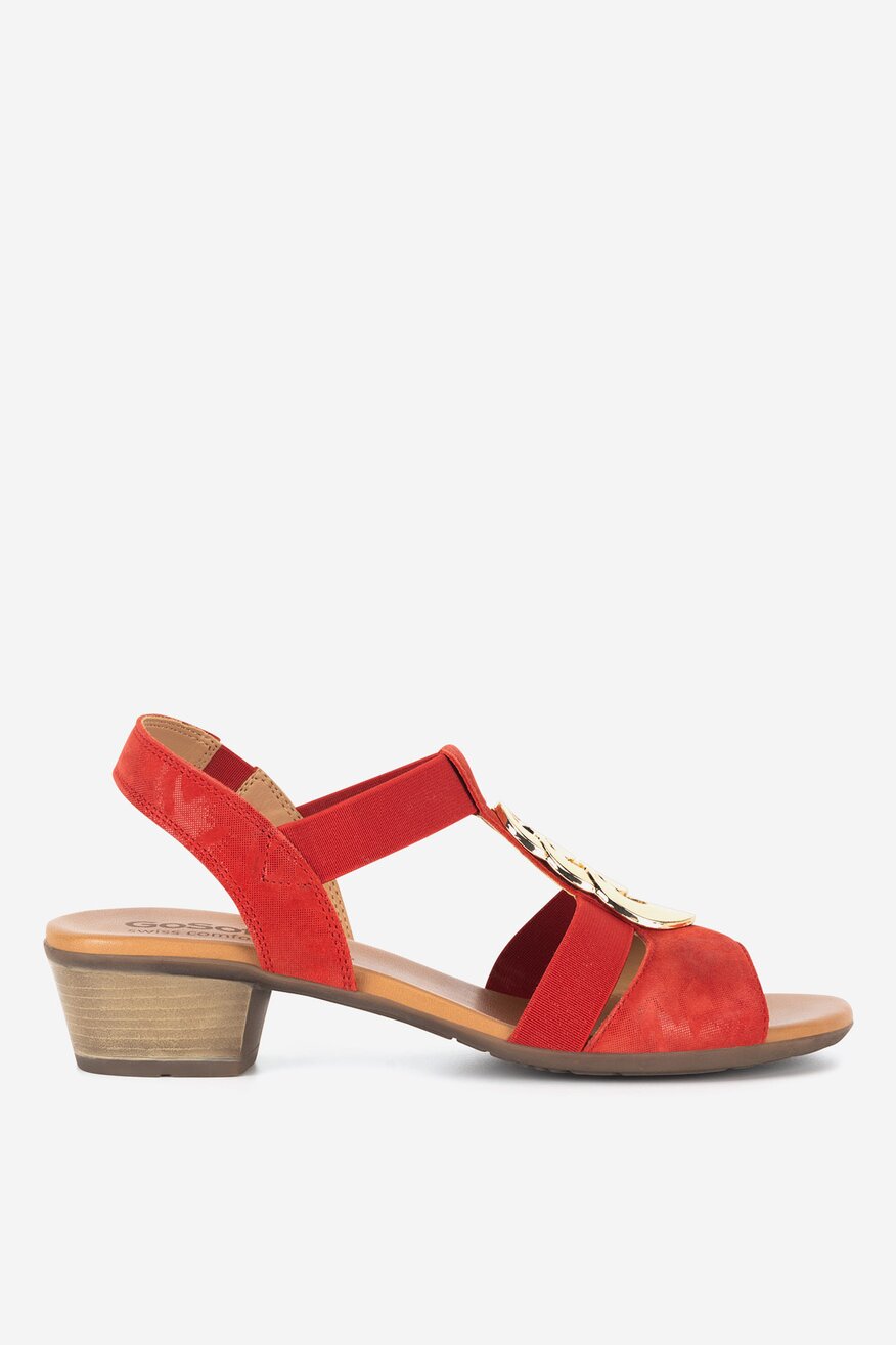 Sandały skórzane na obcasie