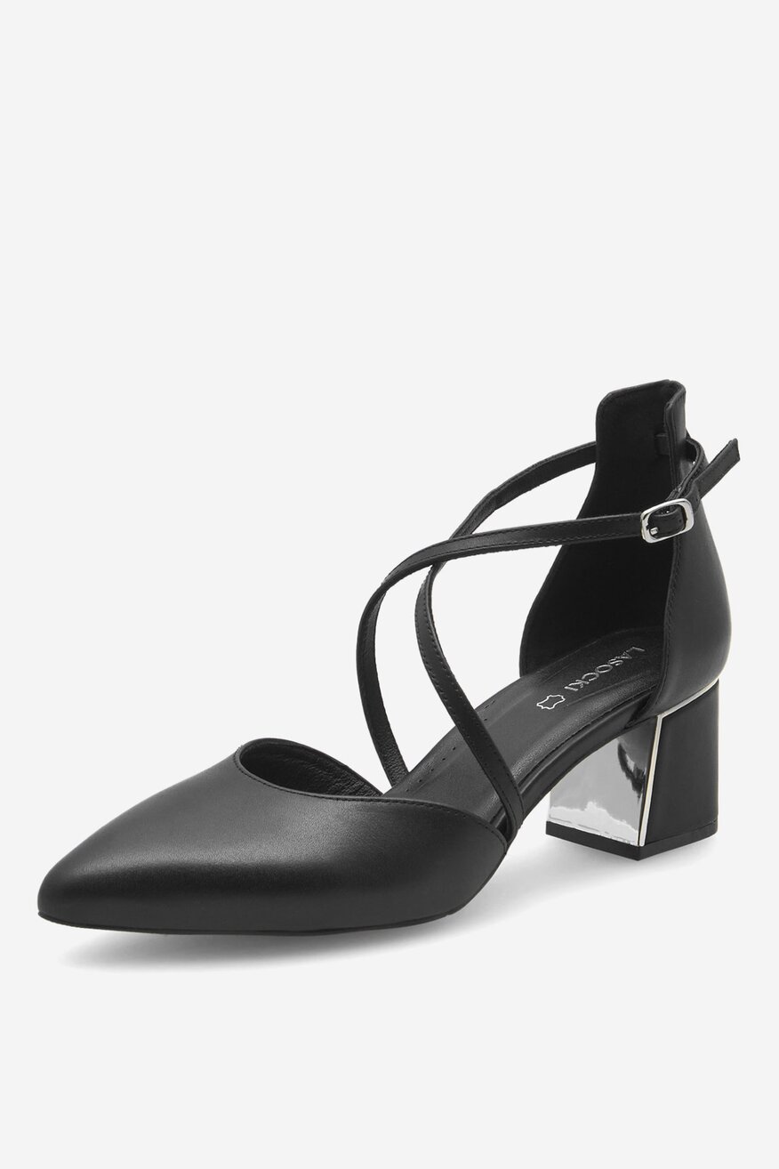 Czółenka skórzane na słupku