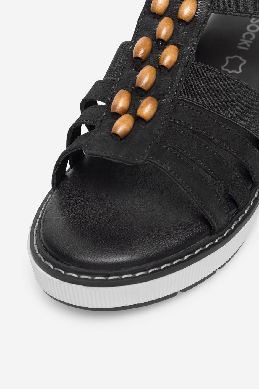 Sandały skórzane na koturnie