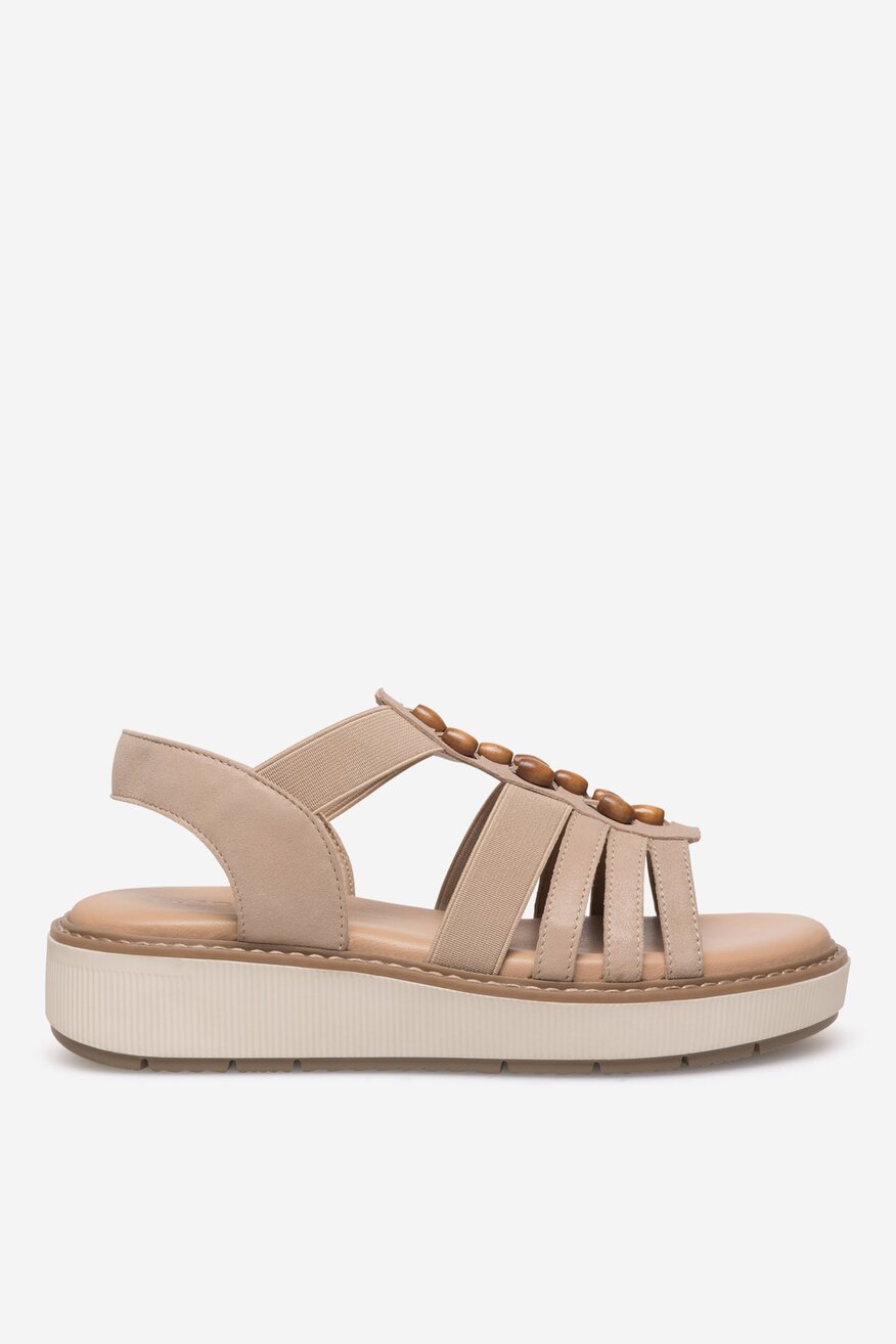 Sandały skórzane na koturnie