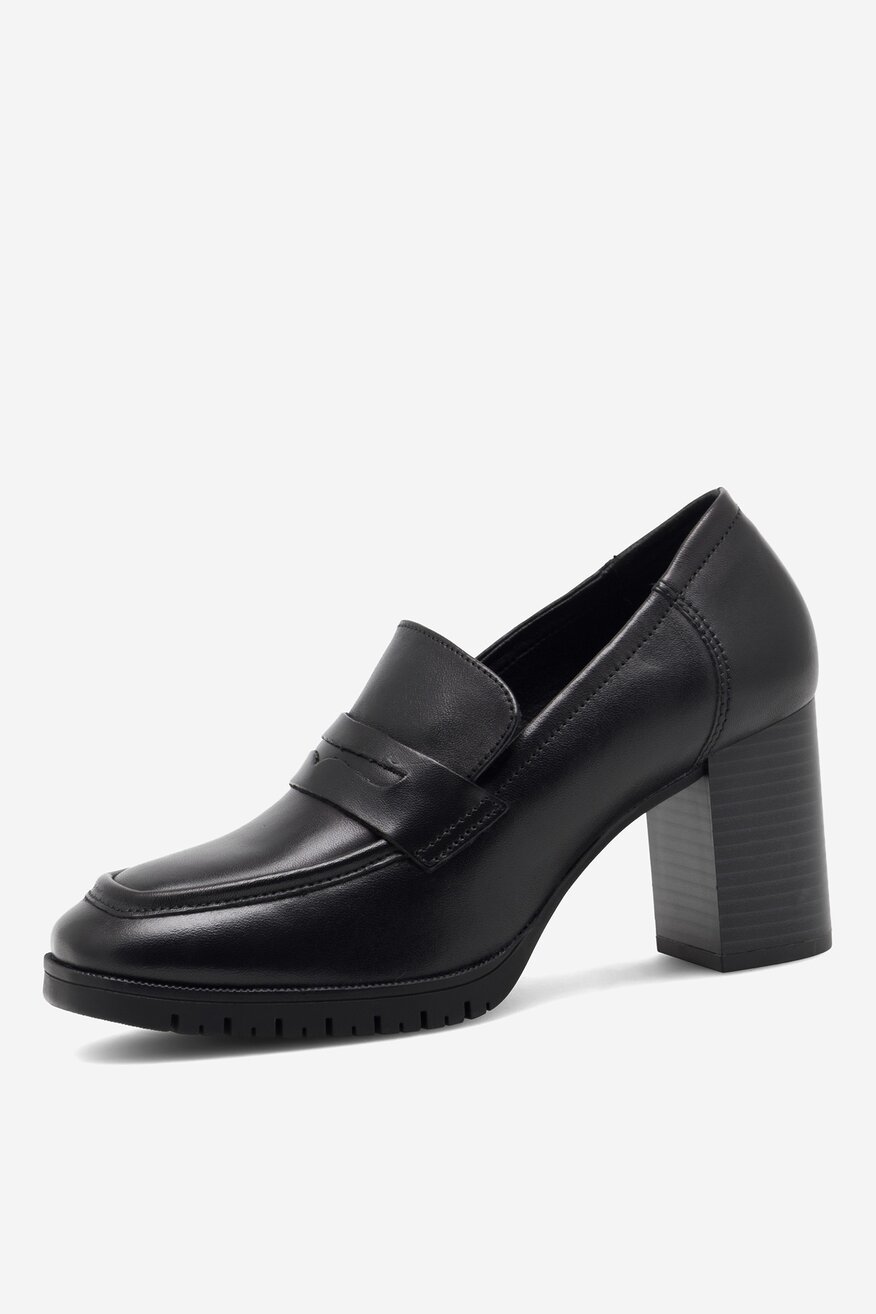 Loafersy skórzane na obcasie