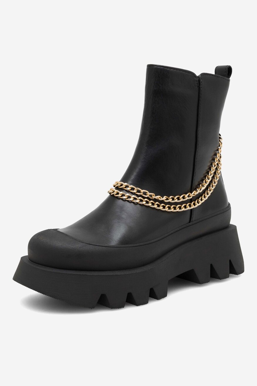 Botki skórzane na platformie