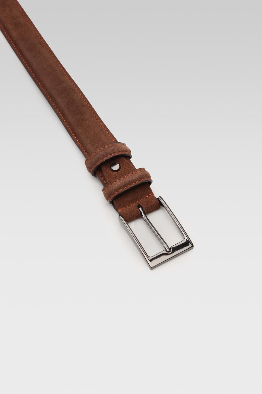 Pasek męski skórzany brązowy