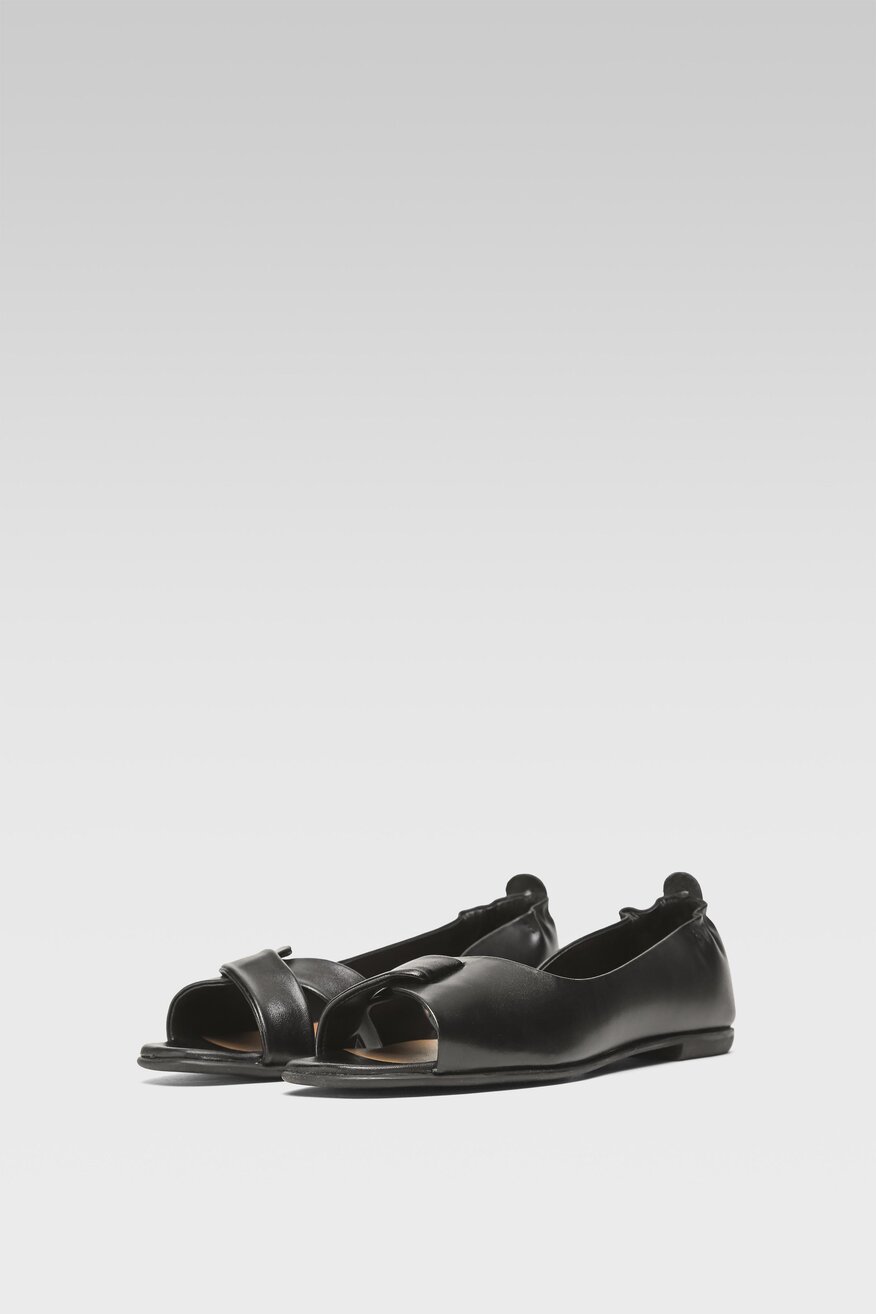 Skórzane baleriny z odkrytymi palcami