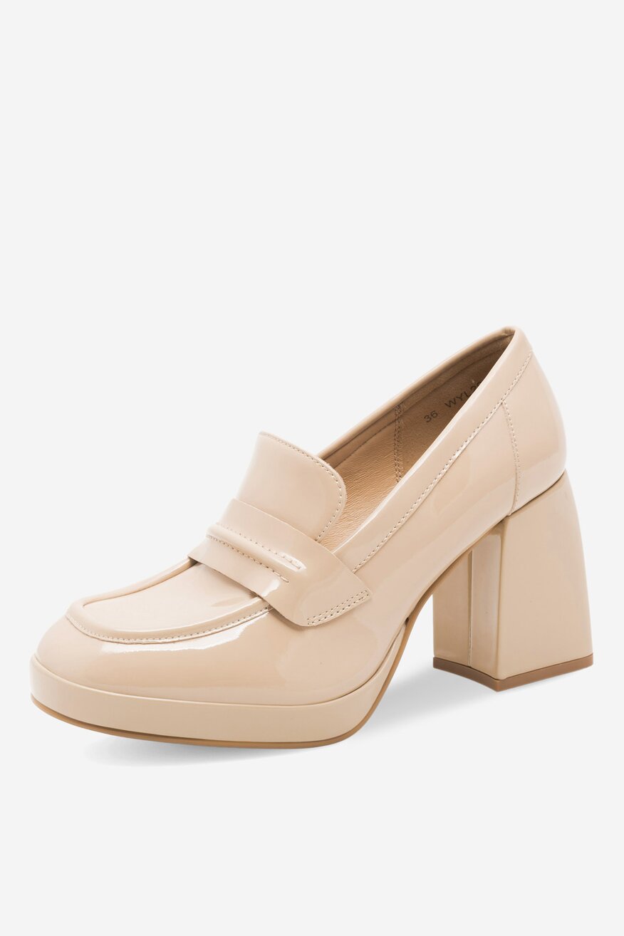 Loafersy skórzane na obcasie