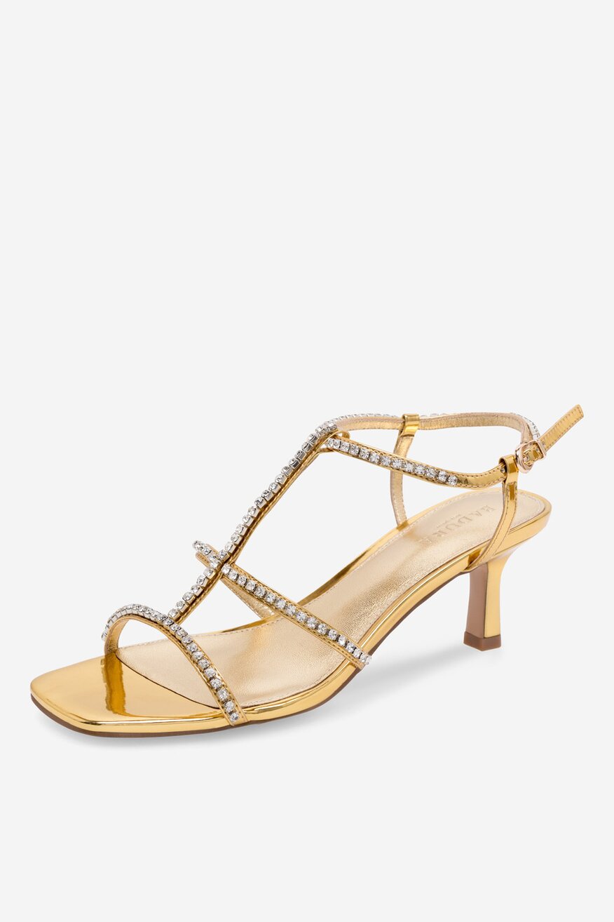 Sandały skórzane na obcasie