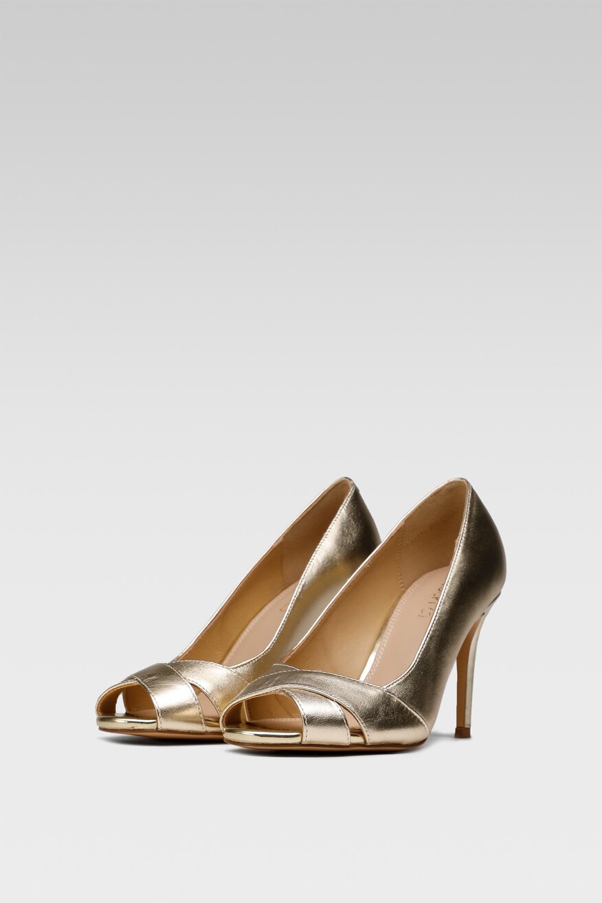 Skórzane sandały złote