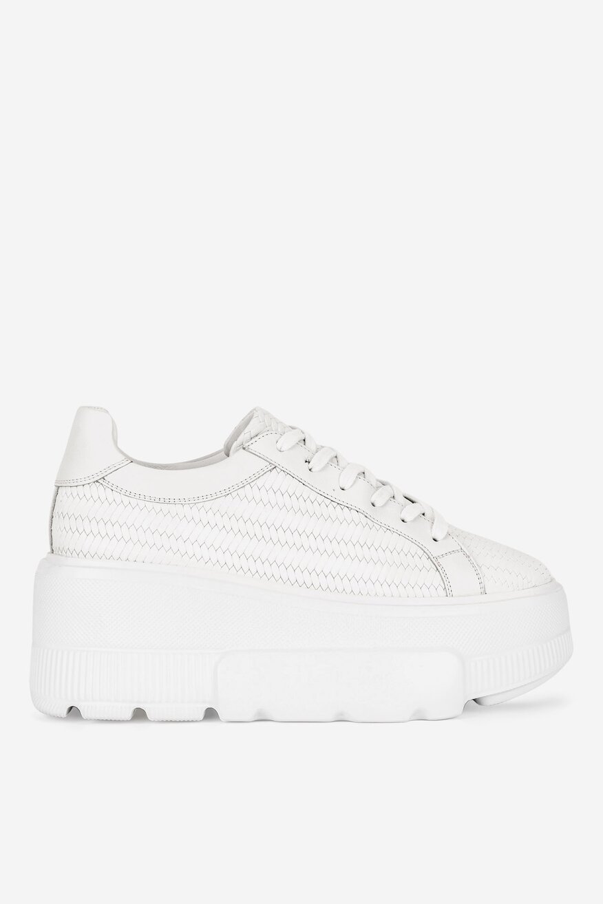 Sneakersy skórzane na platformie