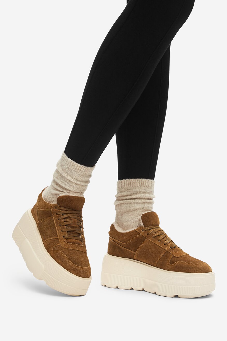 Sneakersy skórzane ocieplane