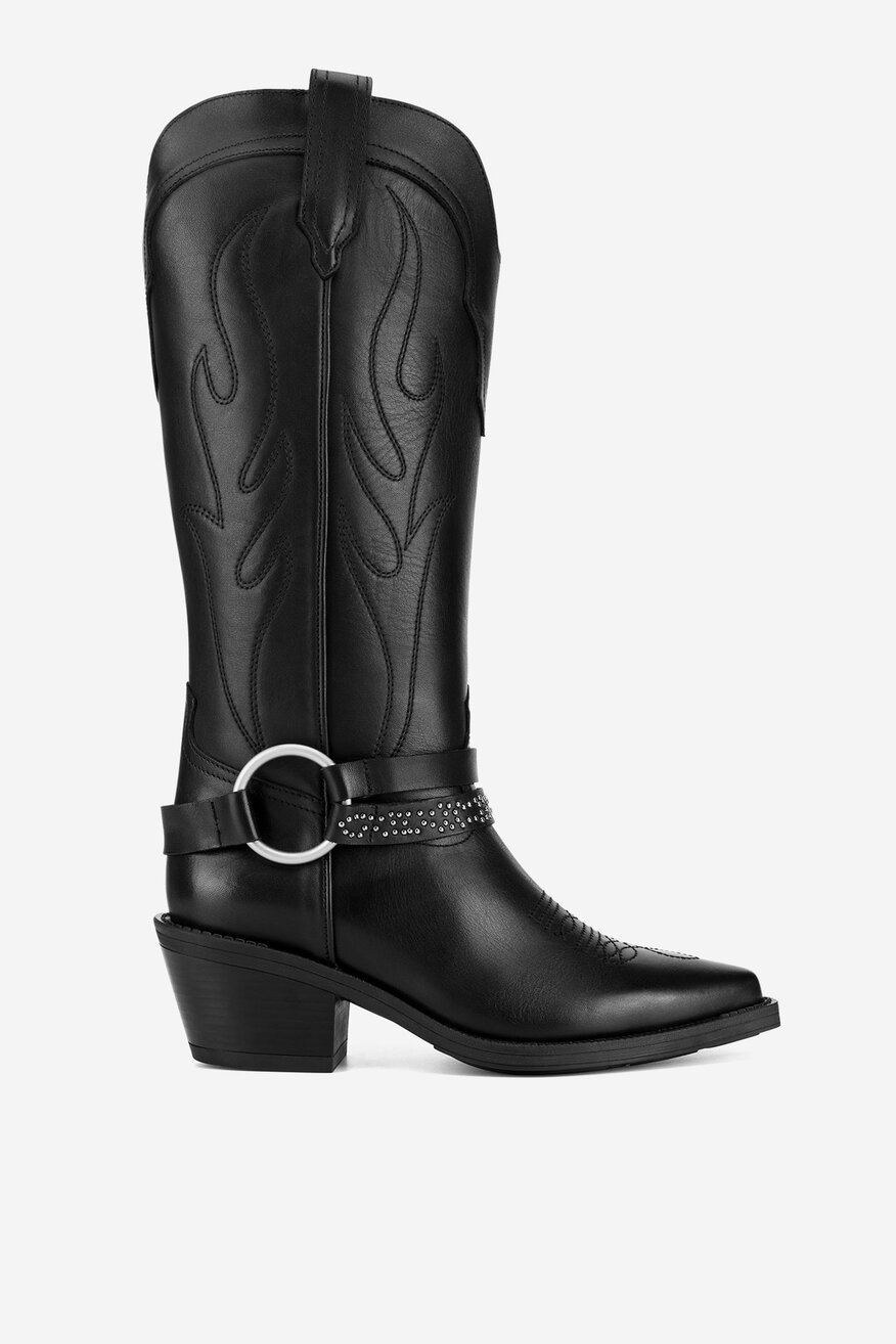 Kowbojki skórzane wysokie