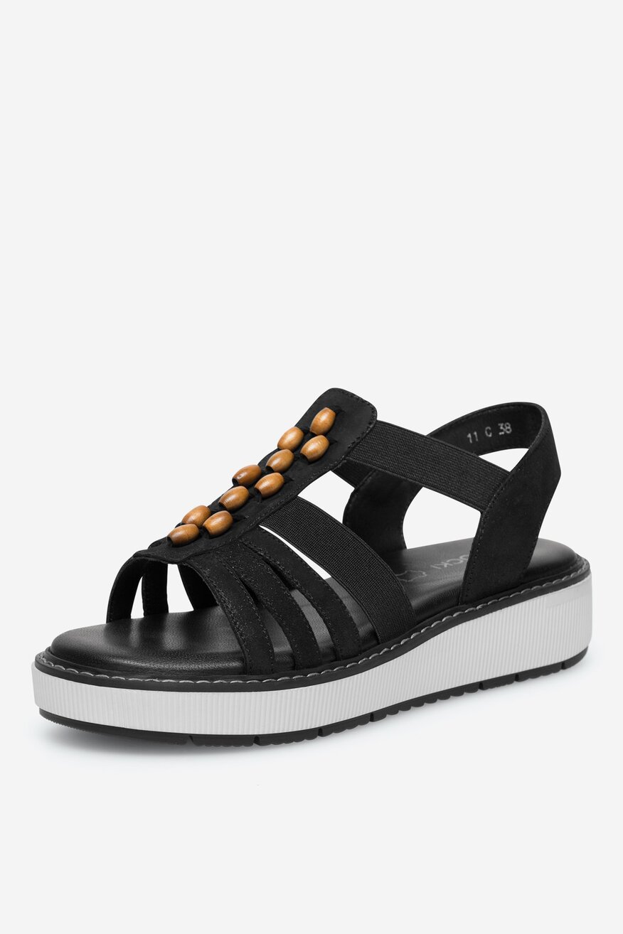 Sandały skórzane na koturnie