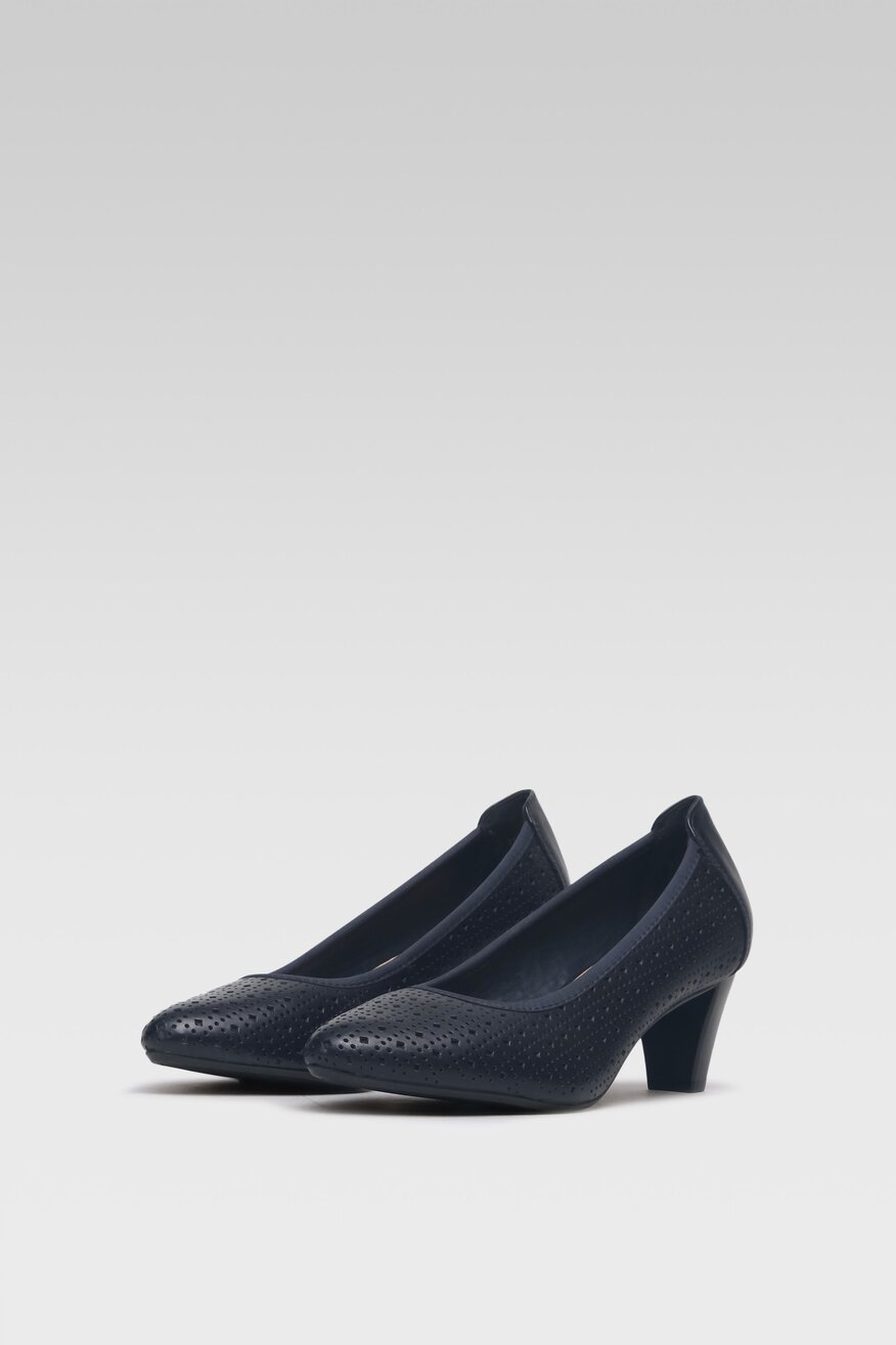 Skórzane czółenka granatowe