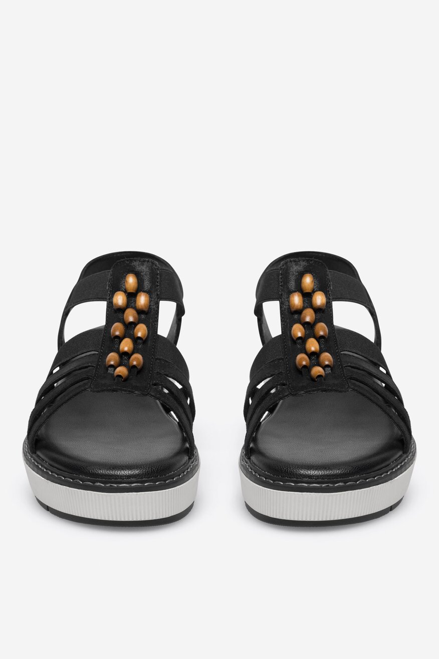 Sandały skórzane na koturnie