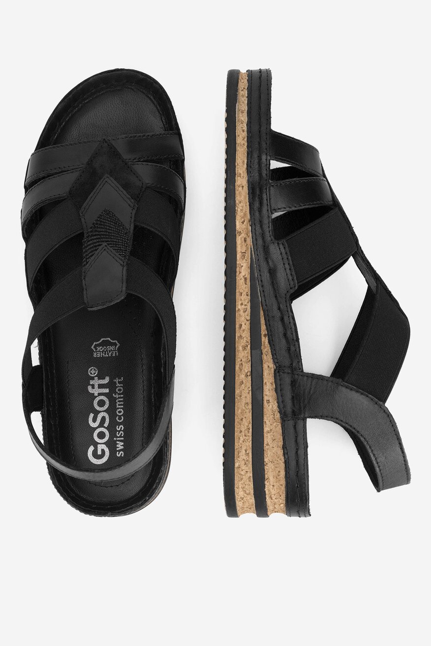 Sandały skórzane na koturnie