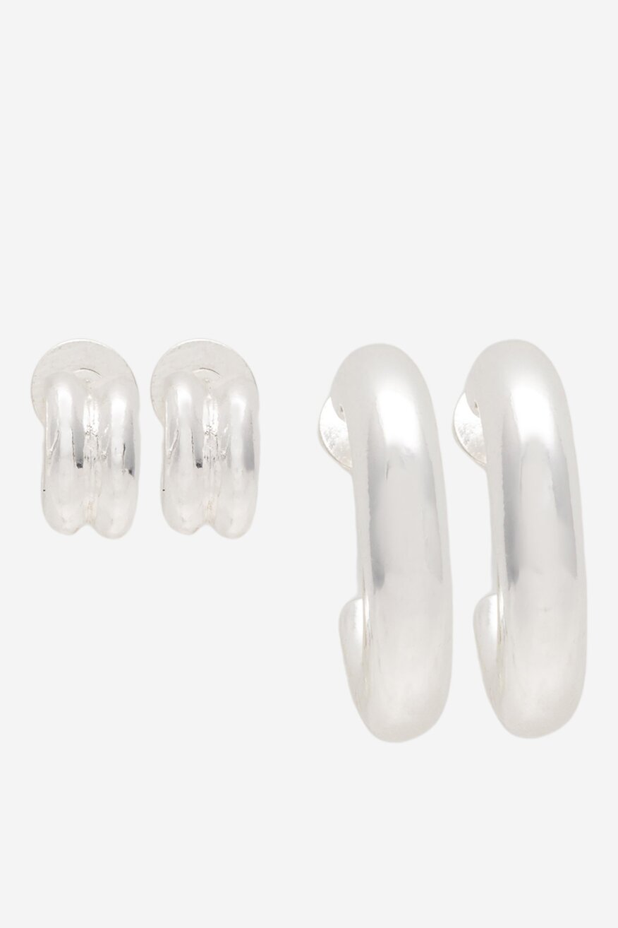 Zestaw 2 par kolczyków metaliczne