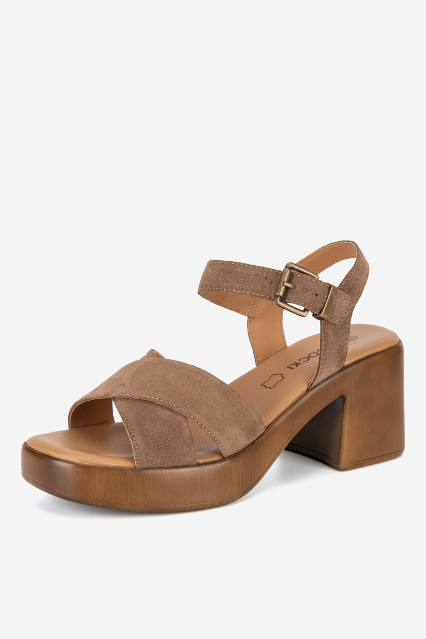 Sandały skórzane na słupku