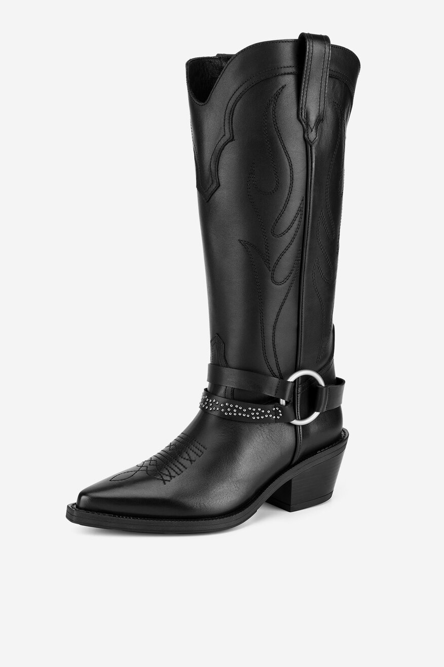 Kowbojki skórzane wysokie