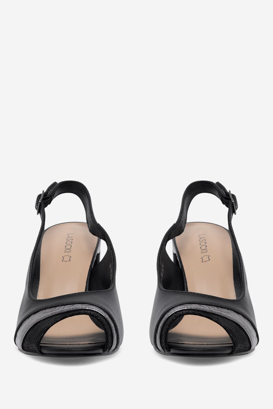 Sandały skórzane na słupku